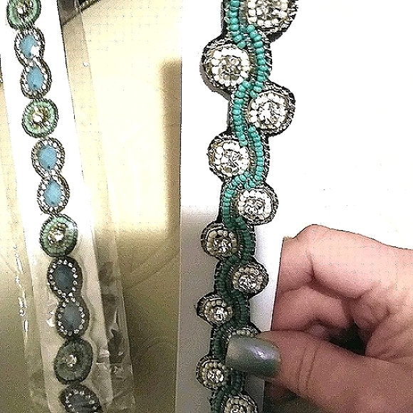 Boho Crystal & Turquoise Seed Bead Headband - Picture 4 of 16